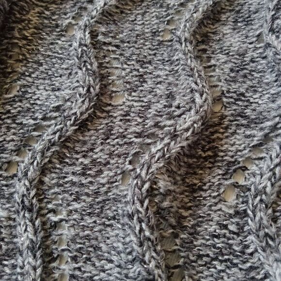 Laura Scott Gray and Silver Plus Size Marled Knit Open Front Cardigan Women's 2X - Picture 6 of 12